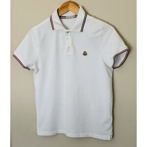 Moncler White Maglia Manica Corta Short Sleeve Cotton Polo Shirt Men’s Size M